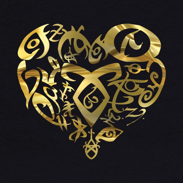 Shadowhunters rune / The mortal instruments - heart rune (liquid gold) - Parabatai - Mundane gift idea by Vane22april